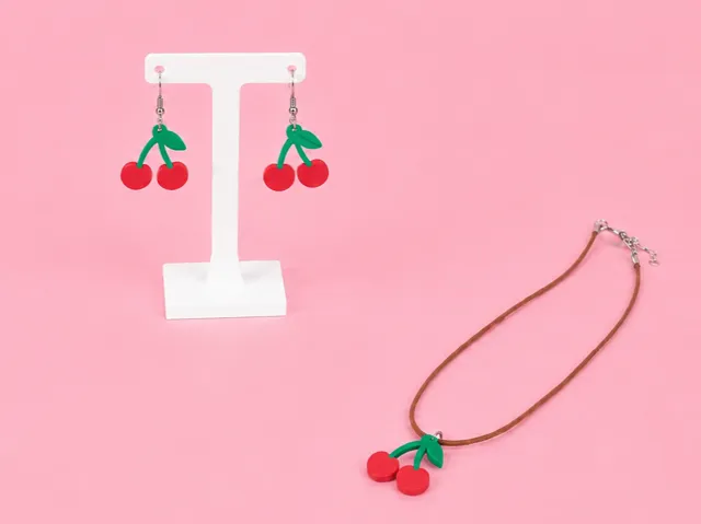 Cute Cherry Charm - Earrings, Keychain & Necklace