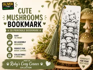 Cute Mushroom Friends Bookmark|Ruby's Cozy Corner