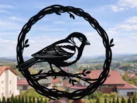 Déco oiseau dans un cercle de branches — photo 1