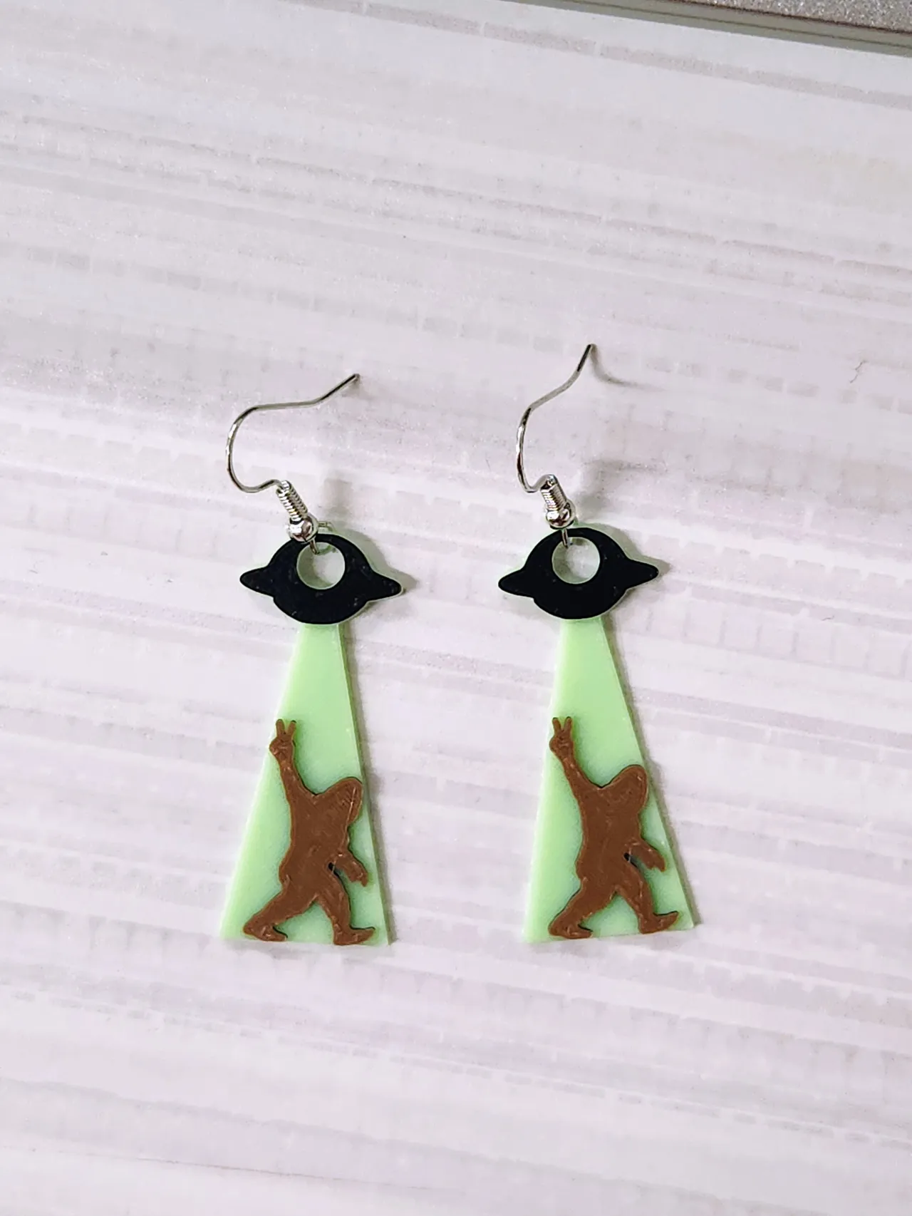 Bigfoot Abduction Earrings view 2