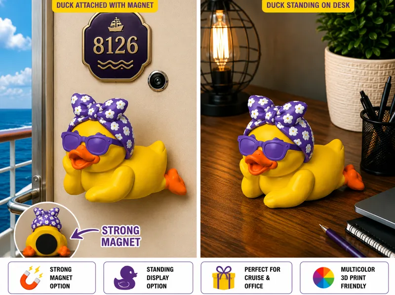 Cute Summer Duck – Purple Daisy Lounger