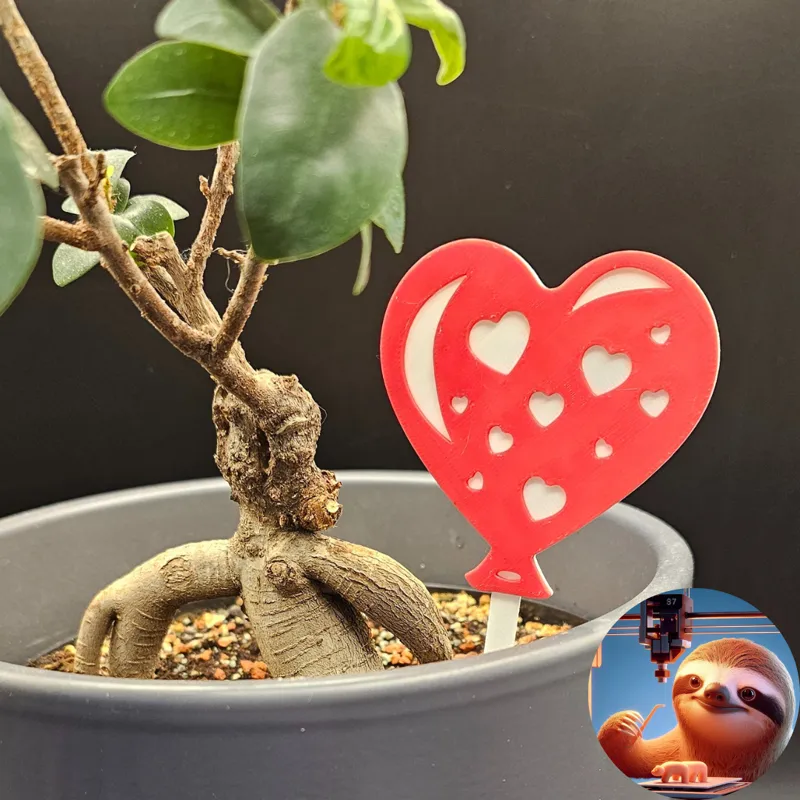 Valentine flower tag - HEART