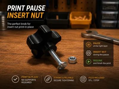Universal Print-in-Place Knob | 5/16-18 Nut Insert