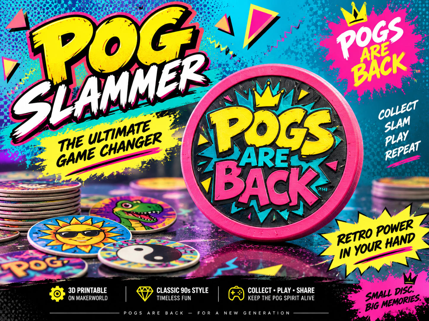 POGS Are Back Slammer, Retro Game Disc - 3D printed Other Toys & Games, in stock in India