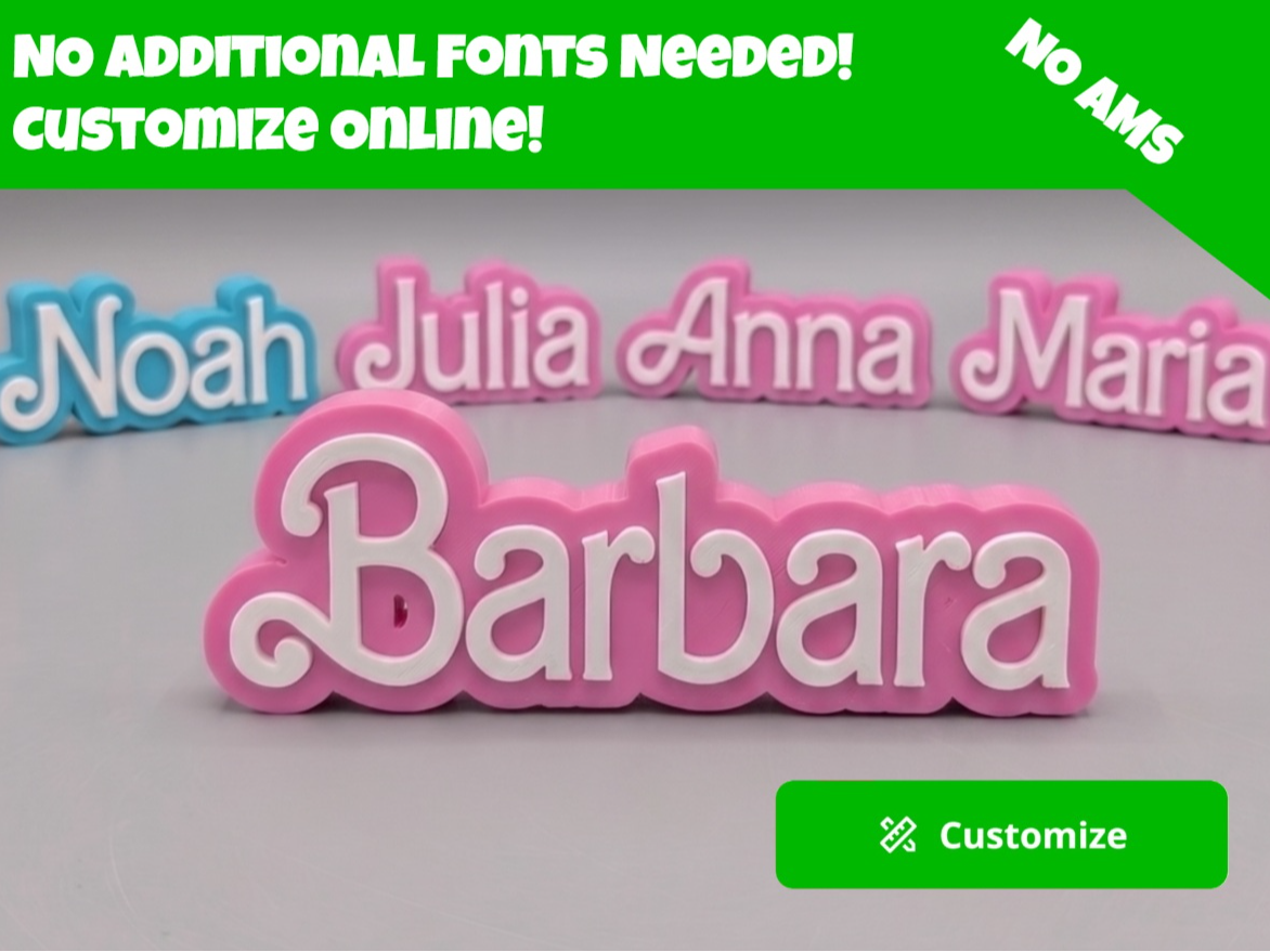 Customize Online! Retro Doll Style Name Sign Stand - 1