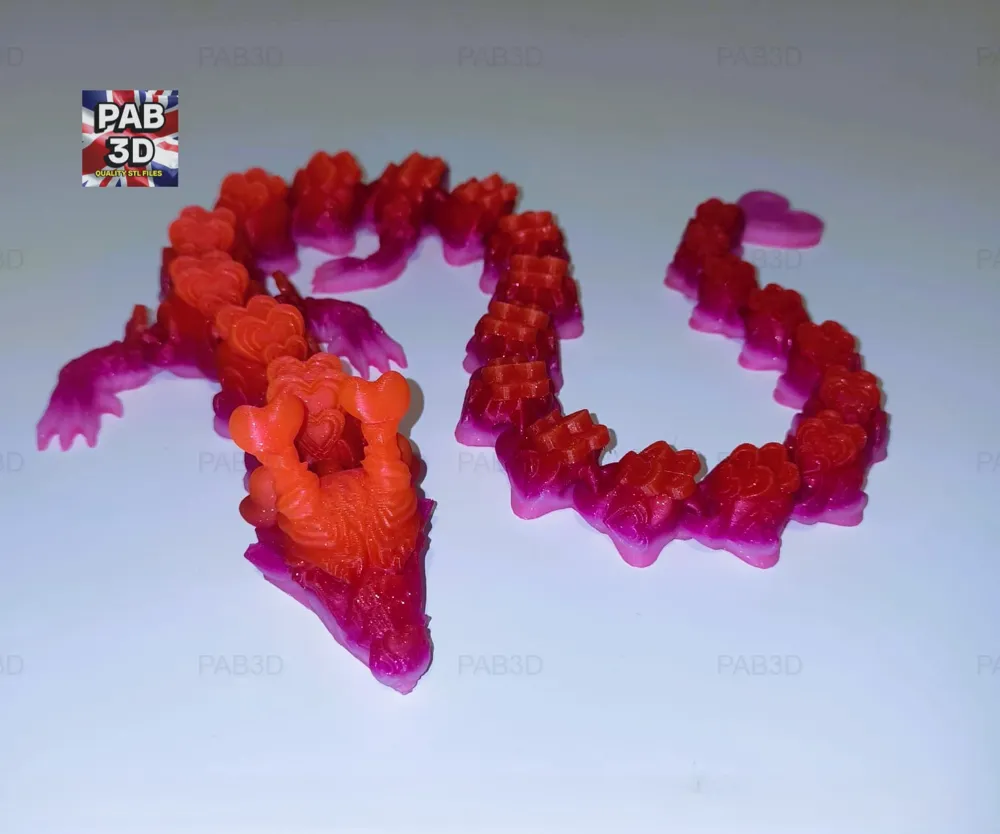 Articulated flexi dragon hearts V2 - Free 3D Print Model - MakerWorld