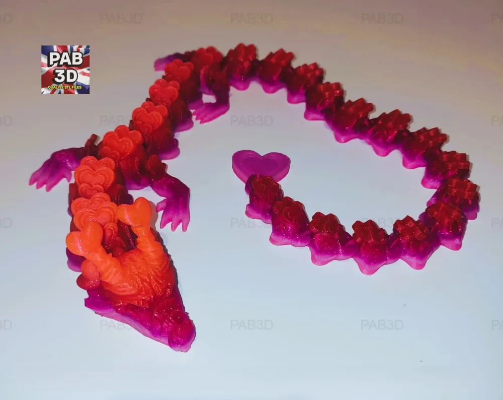 Articulated flexi dragon hearts V2 - Free 3D Print Model - MakerWorld