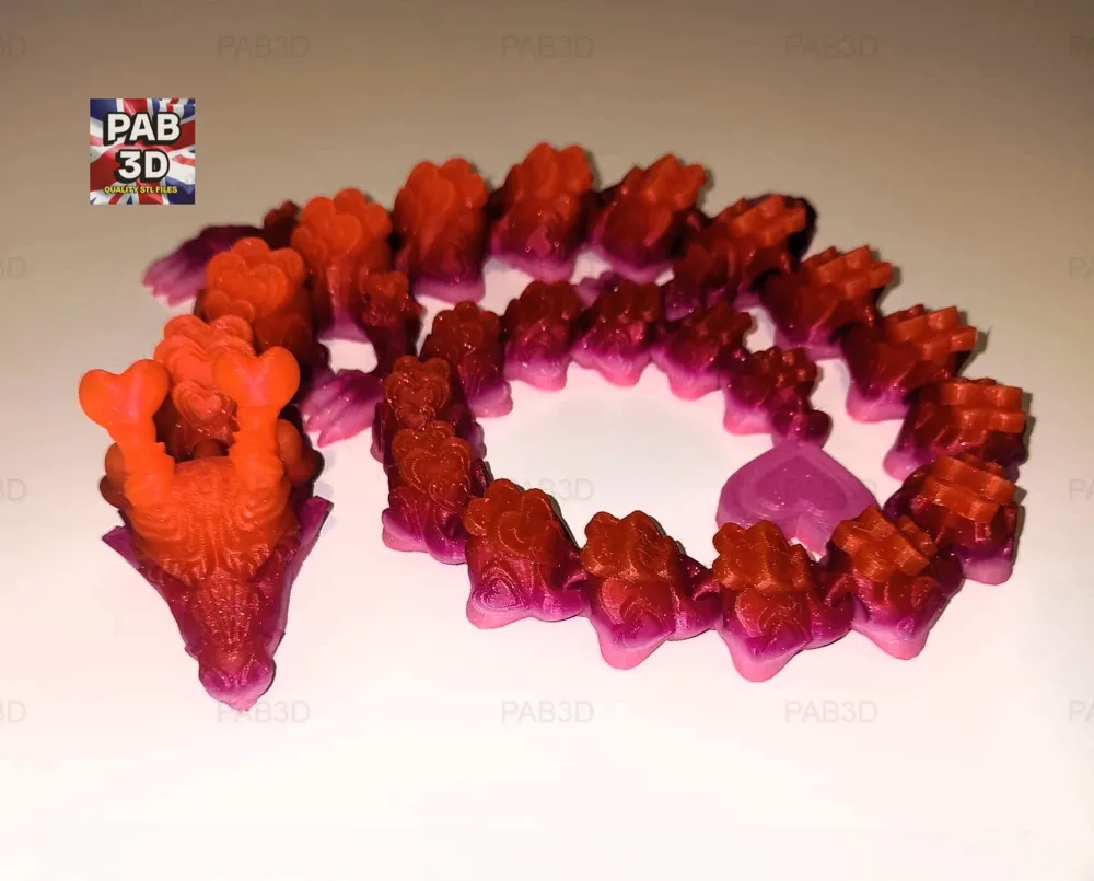 Articulated flexi dragon hearts V2 - Free 3D Print Model - MakerWorld