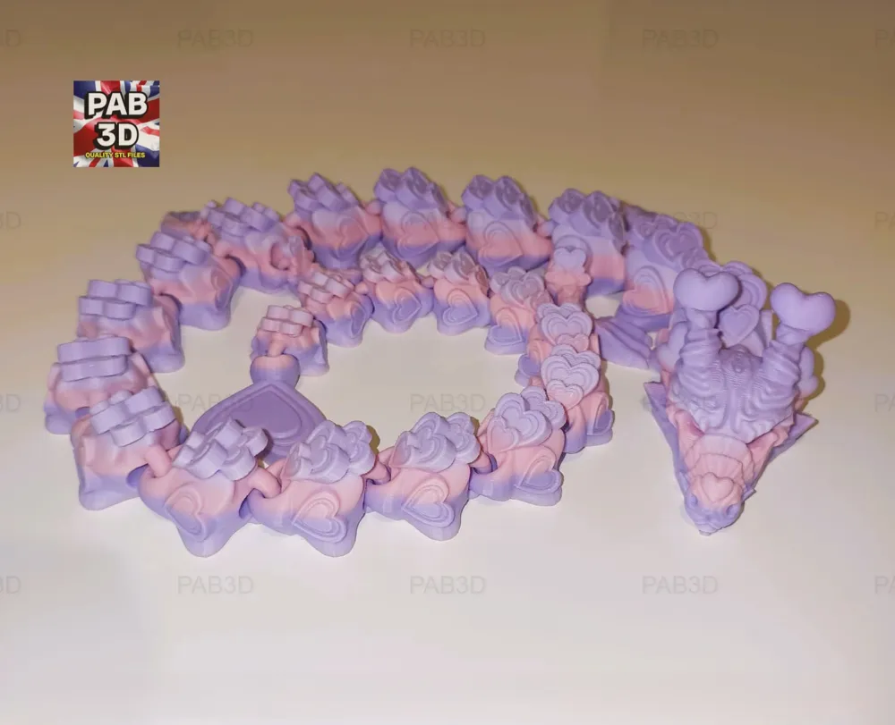 Articulated flexi dragon hearts V2 - Free 3D Print Model - MakerWorld