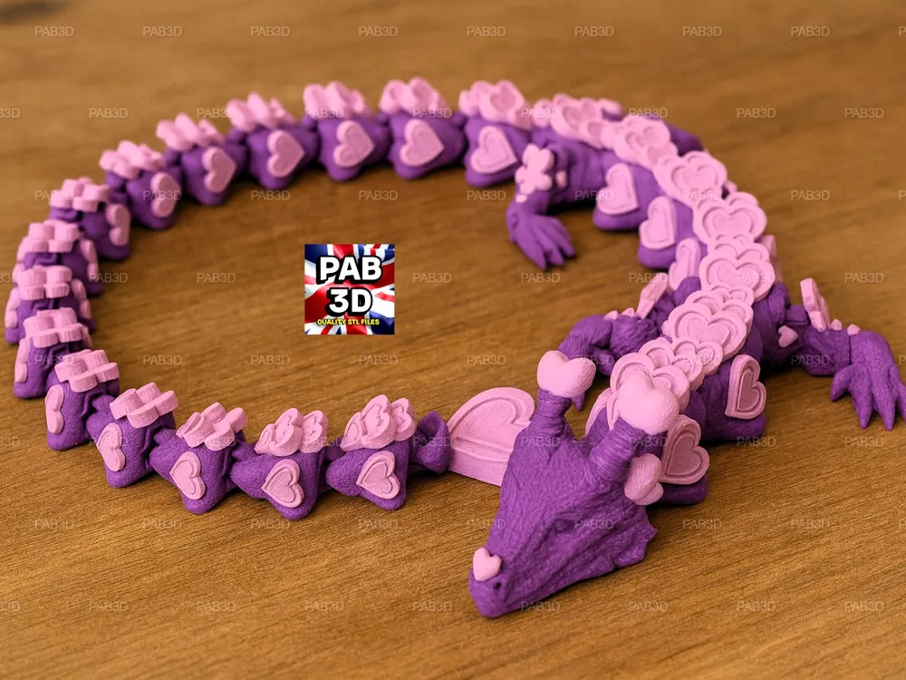 Articulated flexi dragon hearts V2 - Free 3D Print Model - MakerWorld