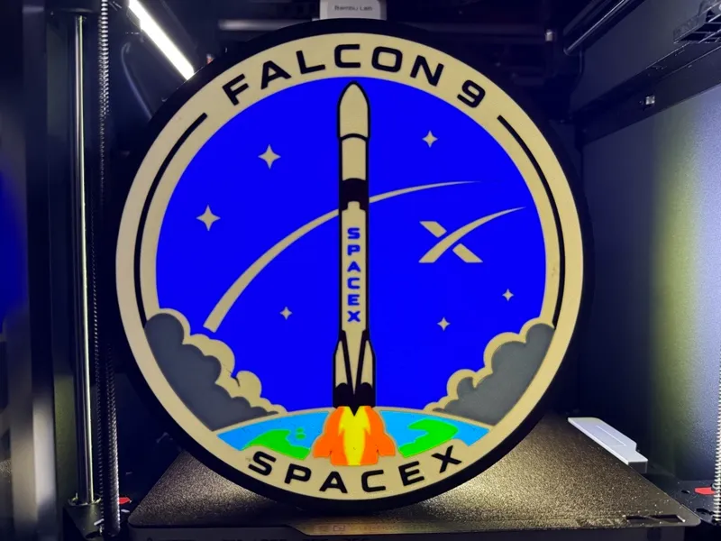 Space X Falcon 9 Rocket Mission Patch - Light Box