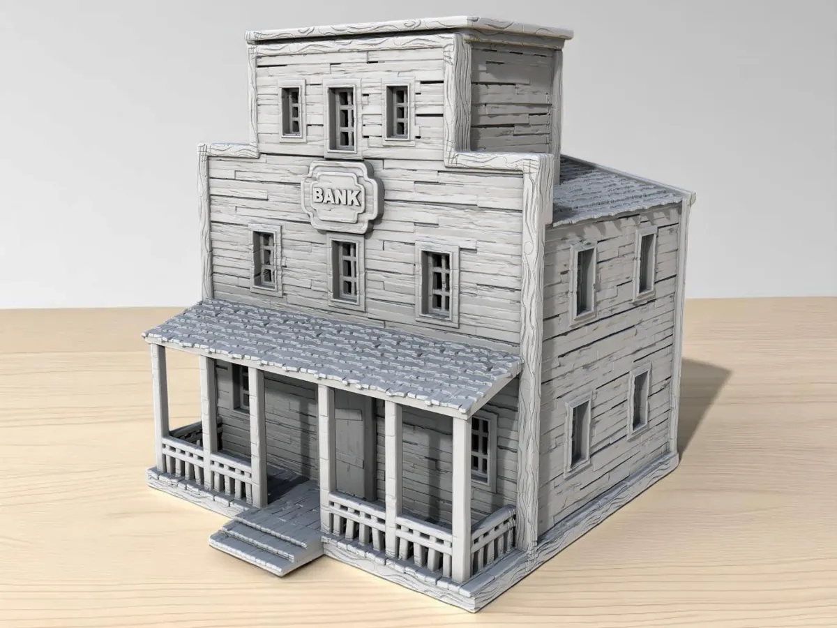 Wild West Series / Bank Building - Free 3D Print Model - MakerWorld