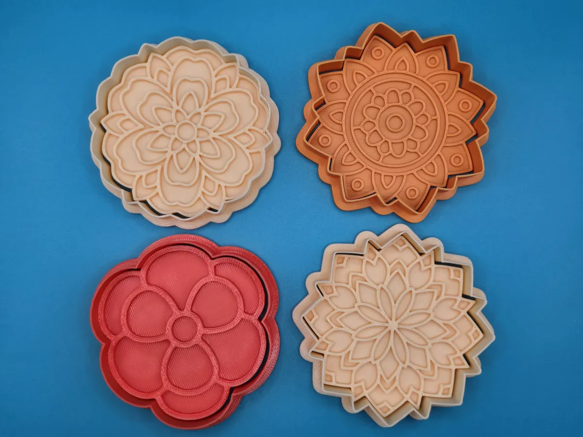 Set de 4 emporte-pièces fleurs mandala pour pâte à modeler