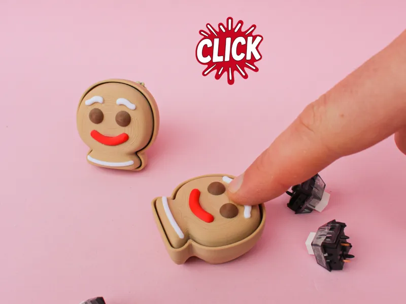 Gingerbread Clicker Keychain – 3D Fidget Toy