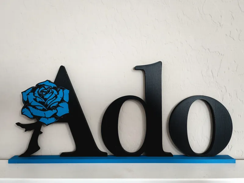 Ado Blue Rose Logo Sign / Desktop / Shelf Top