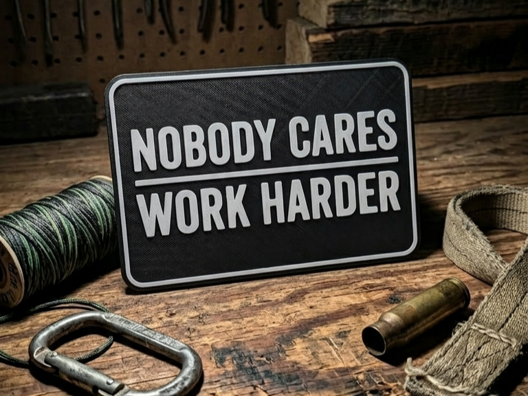 Nobody Cares Work Harder - Cameron Hanes Sign