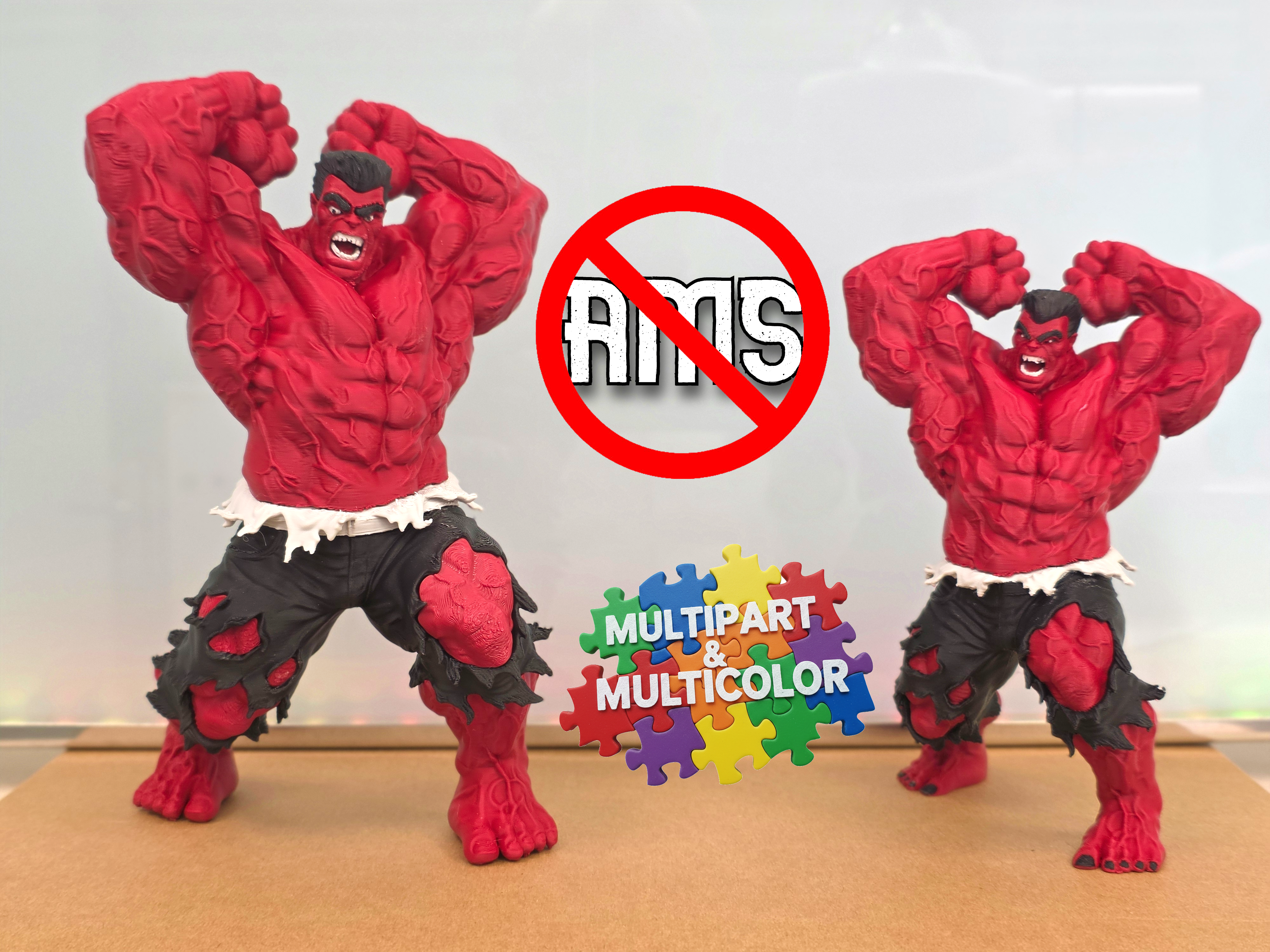 Red Hulk HIGH DETAIL MODEL / NO AMS & MULTICOLOR - 1