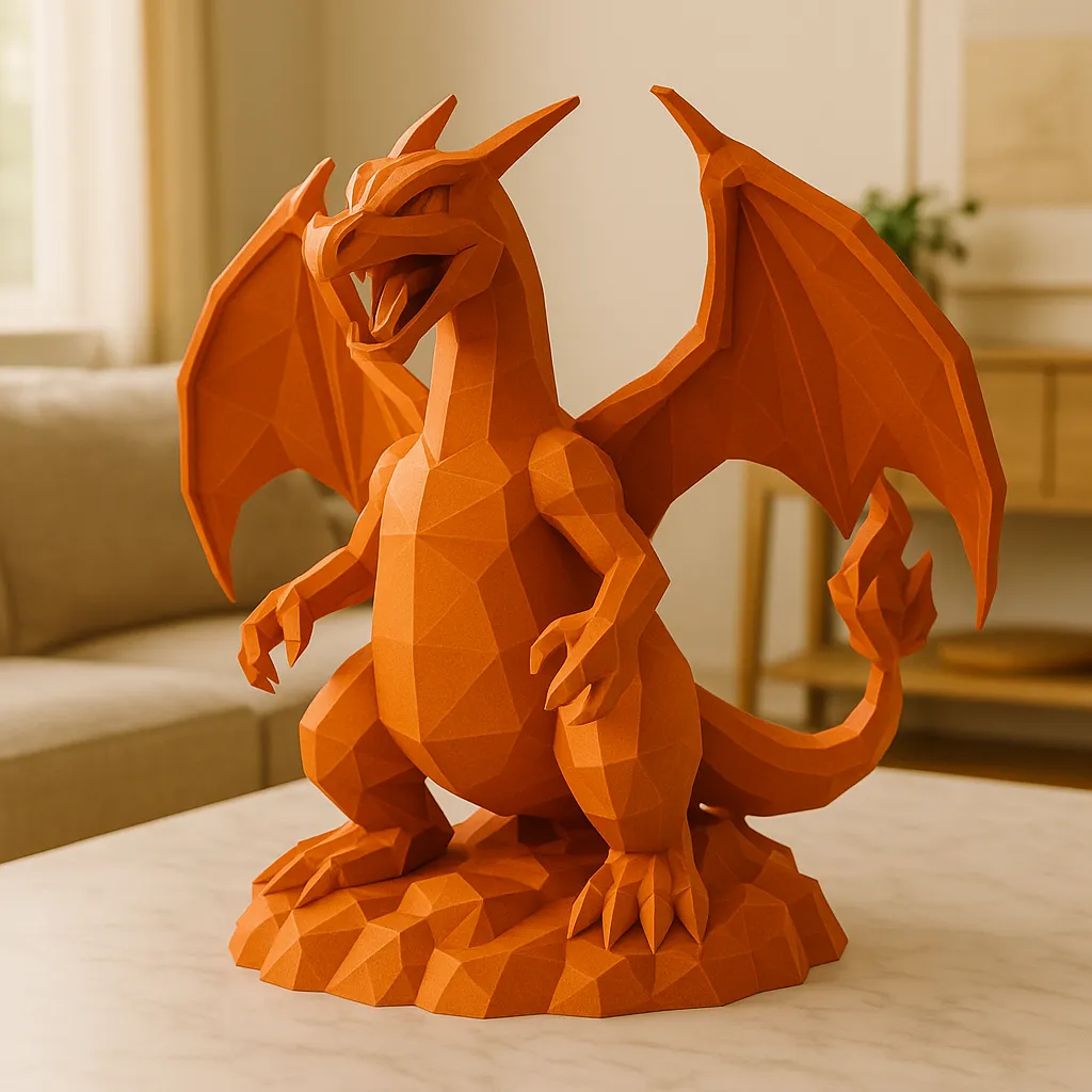 Low poly sharp charizard view 2