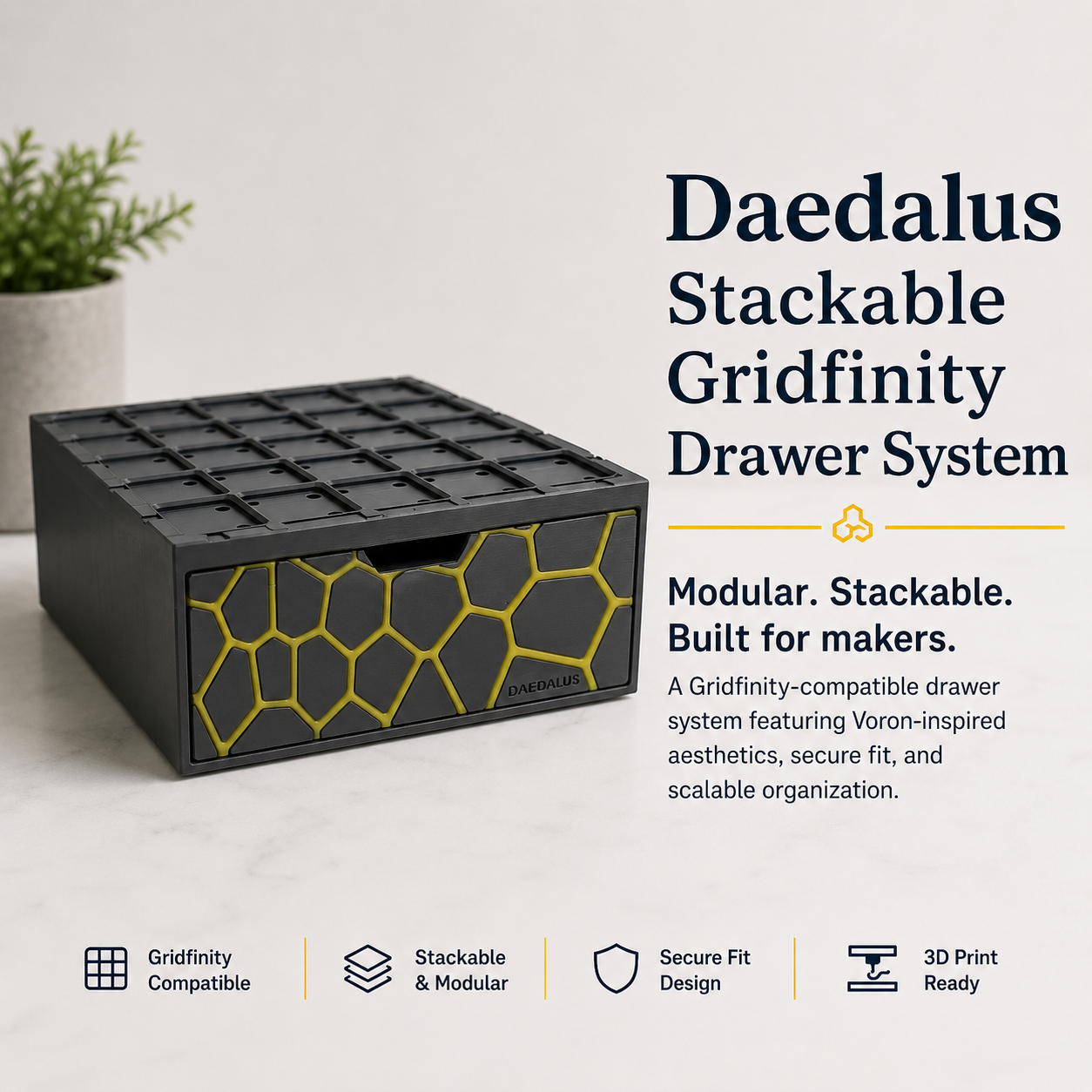 Miniatura 2 do modelo 3D Daedalus Stackable Gridfinity Drawer System