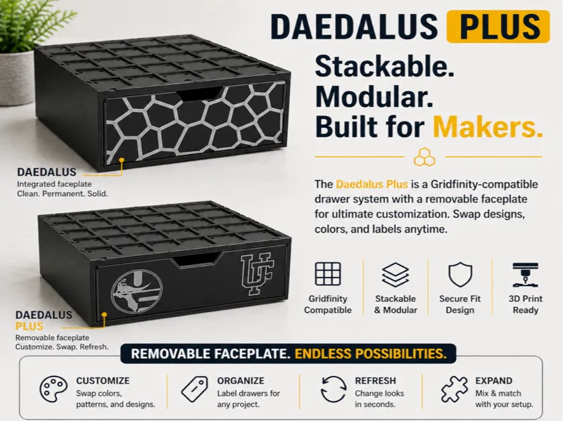 Daedalus+ Stackable Gridfinity Drawer System