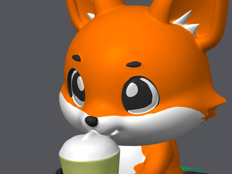 Fox Drinking Coffee 