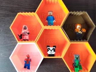 Legos style hexagon display for minifigures