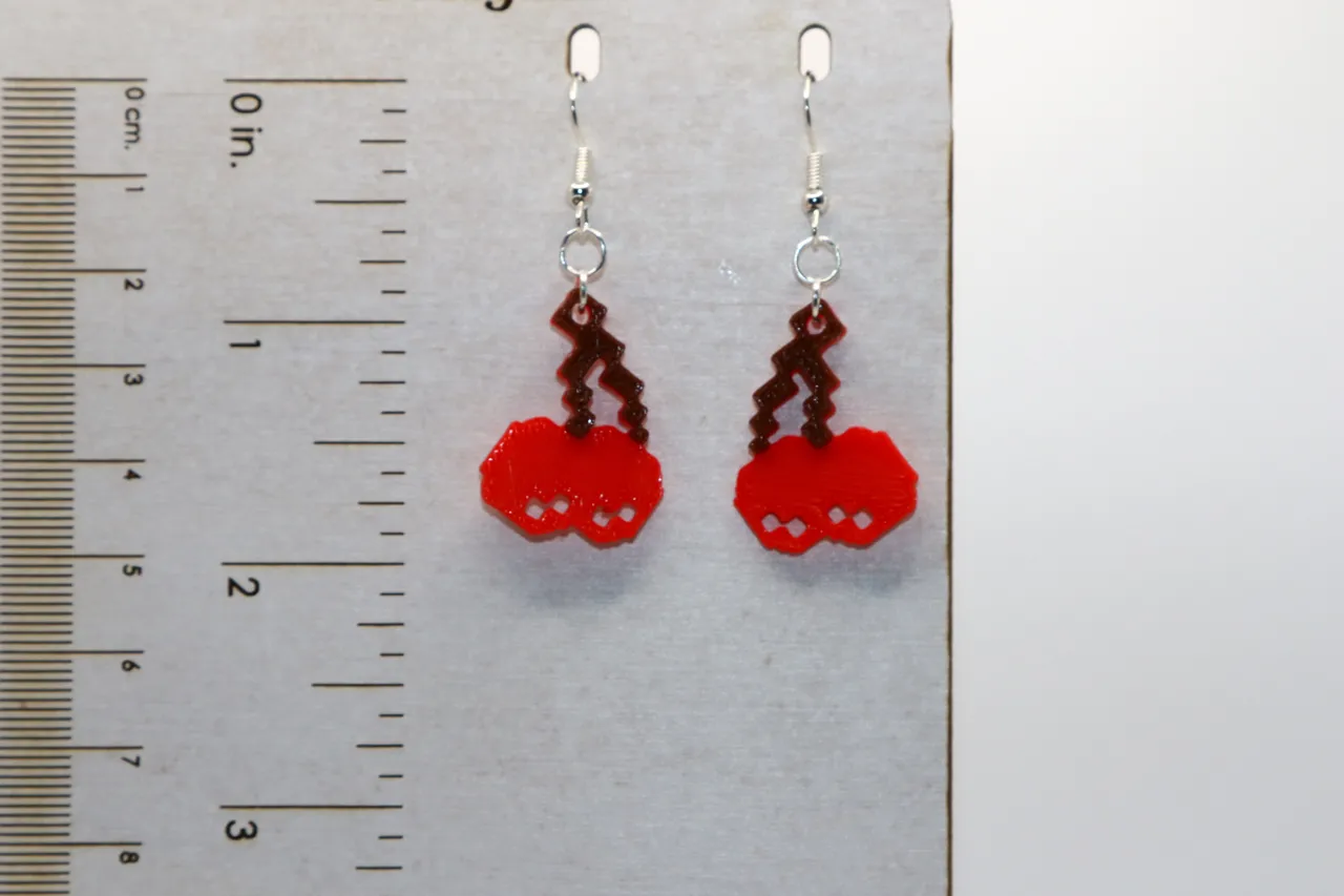 Retro Pixel Cherry Earrings view 2