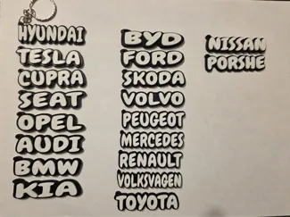 Keychain Cars Model Name