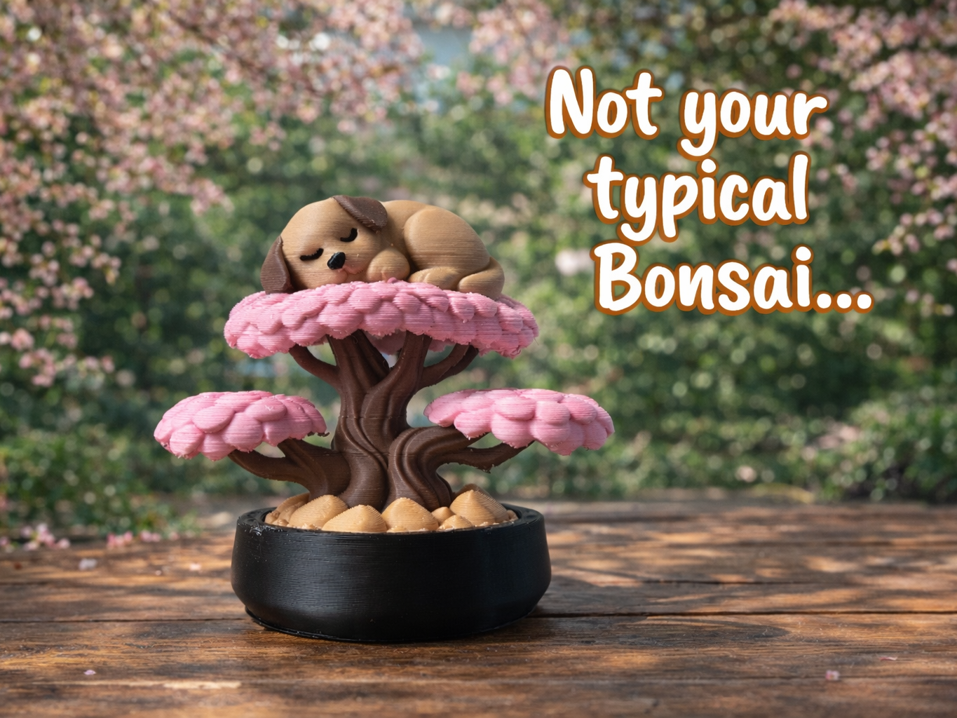 Sleeping Pup Bonsai – Cozy Decorative Mini Tree