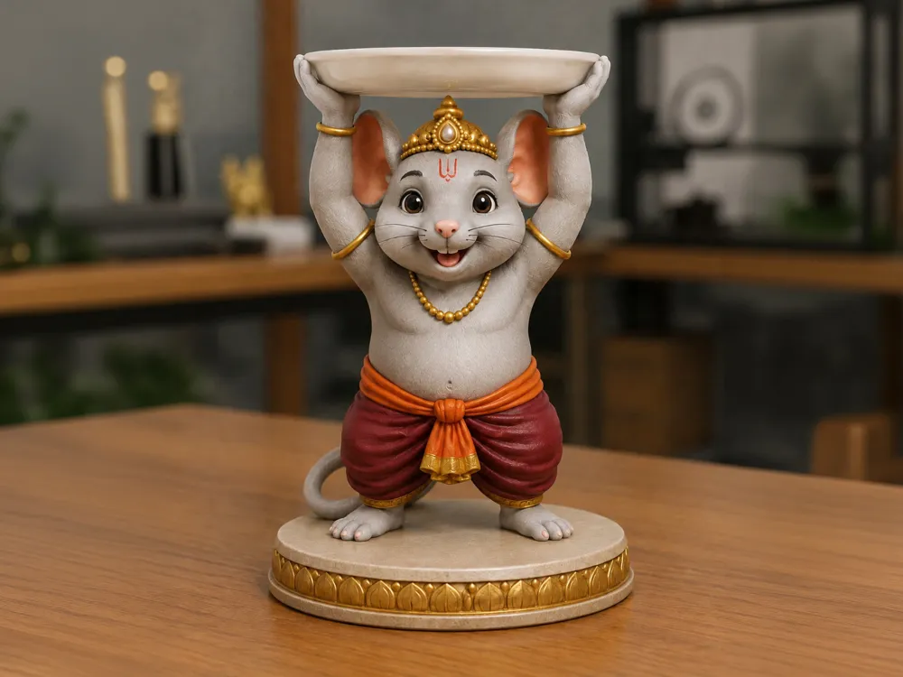 Figura decorativa: Ganesha with plate on top modak - Mouse Figurine. Referencia del modelo original.