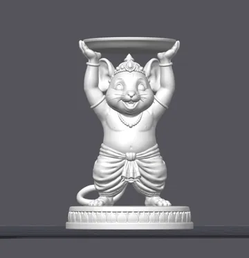 Figura decorativa: Ganesha with plate on top modak - Mouse Figurine — vista de referencia 4