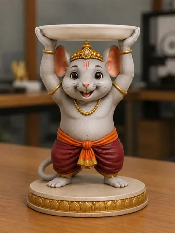 Figura decorativa: Ganesha with plate on top modak - Mouse Figurine — vista de referencia 2