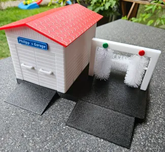 Garage mit Waschstraße für Matchbox, Siku usw.