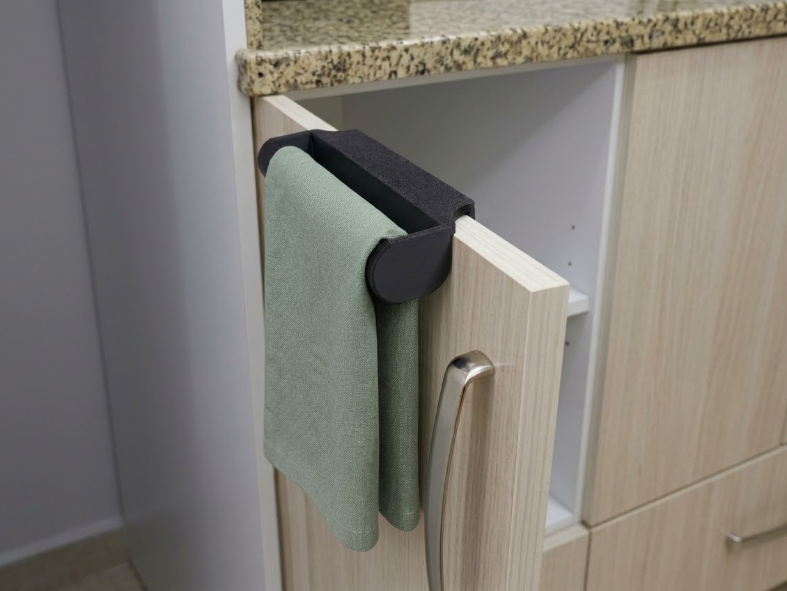 No Drill Cabinet Door Towel Holder - 1