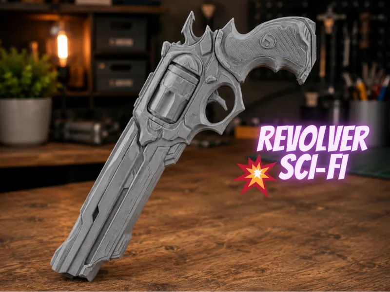 Revolver Sci‑Fi Ornamentale – Prop 3D 