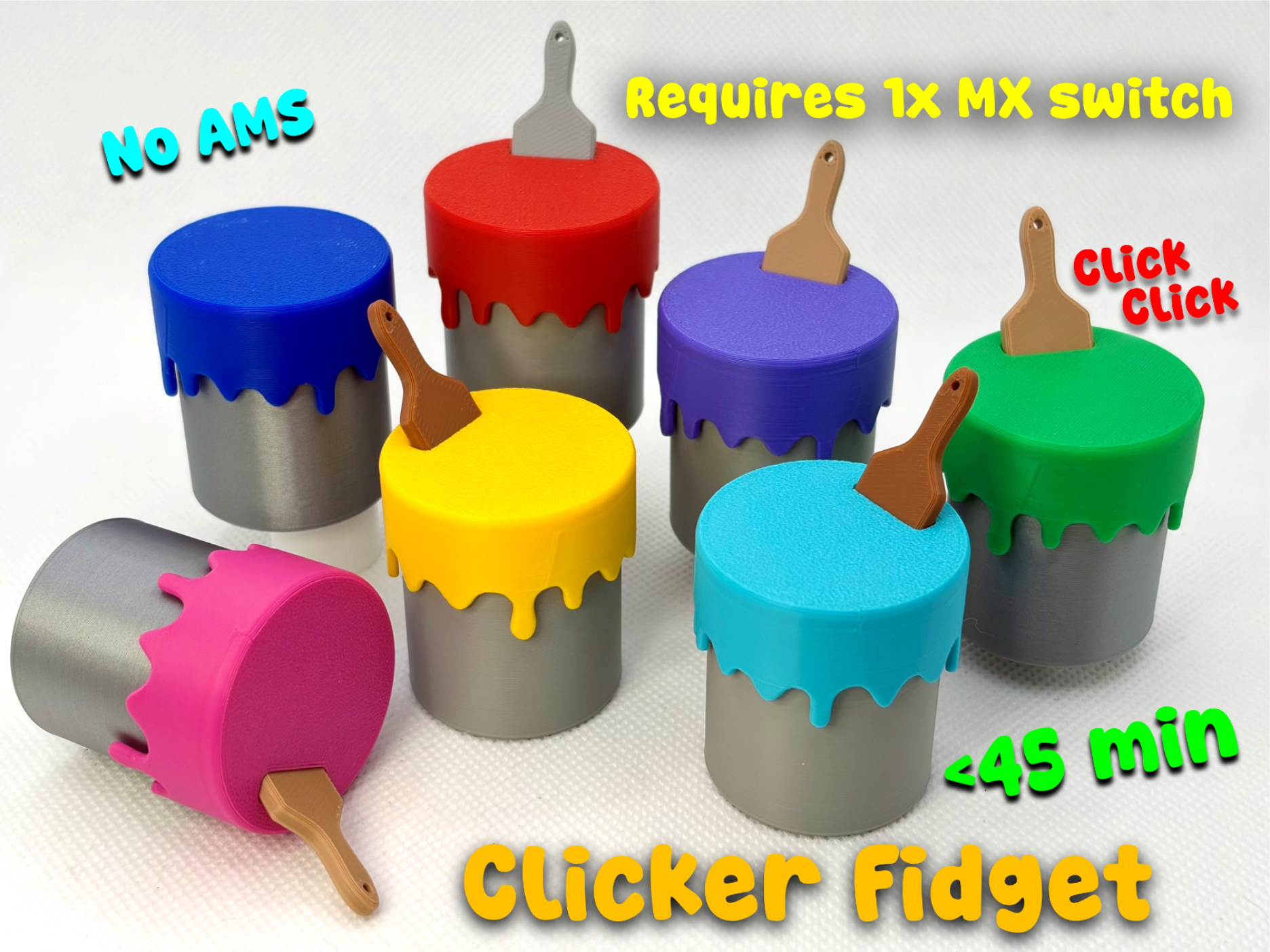 Dripping Paint Can Clicker Fidget Toy (<45 mins) 3D model