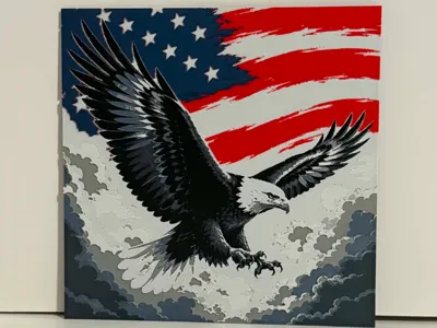 Eagle With Flag Hueforge
