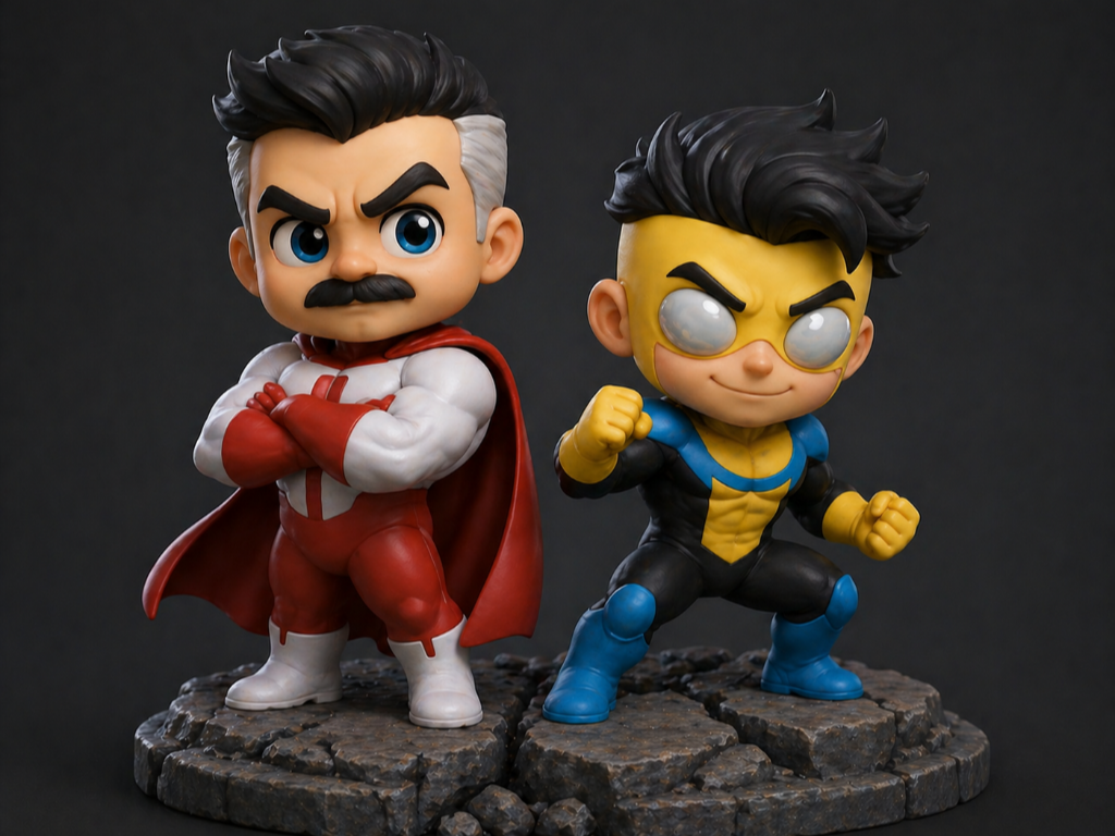 Invincible and Omni Man Cute Chibi Kawaii Figurine