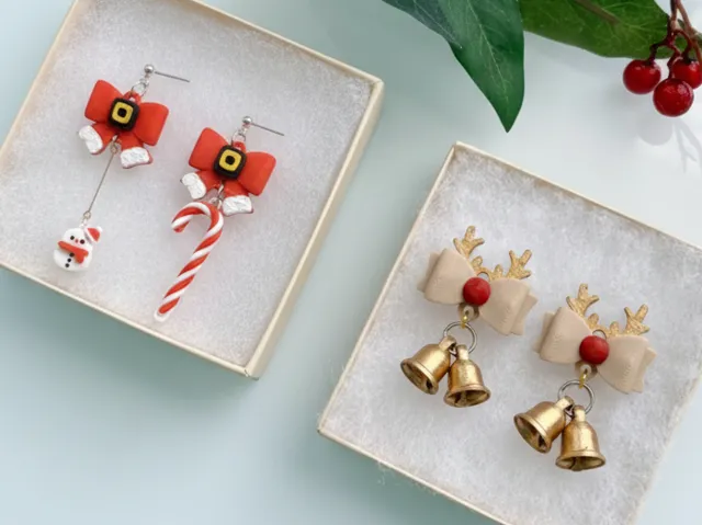 Santa & Reindeer Bow Set earring