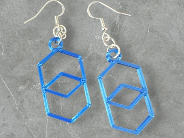 Hexagon overlay earrings