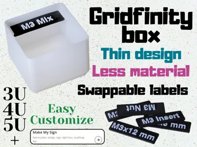 Gridfinity Bins | Customizable, Swappable Labels