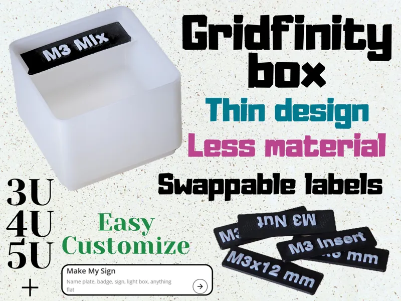Gridfinity Bins | Customizable, Swappable Labels