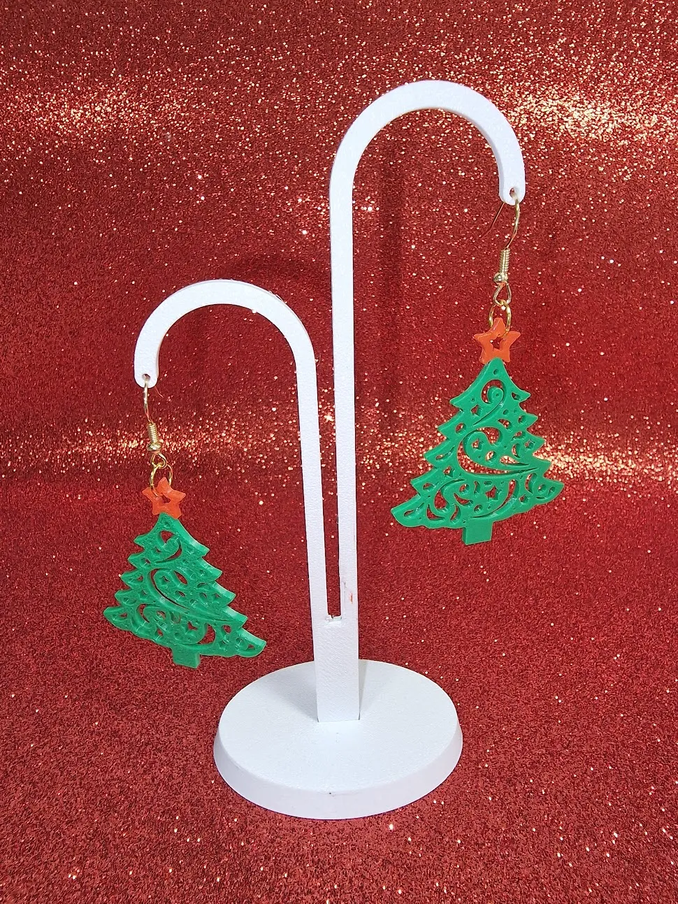 Christmas tree earrings view 3
