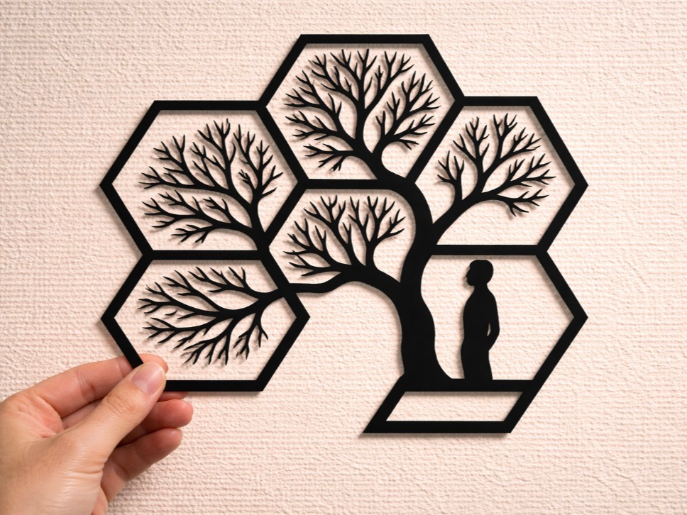 Hexagon Tree Wall Art – Nature Wall Decor