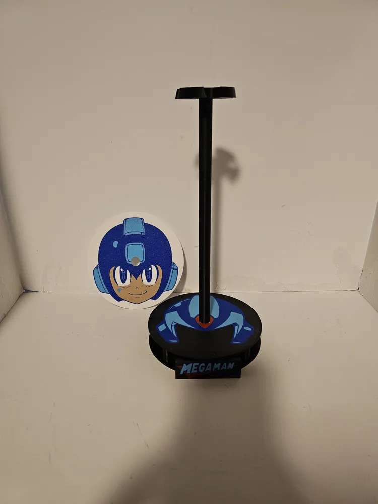 Megaman Helmet Stand W changeable Face Plates Free 3D Print Model Megaman Helmet Stand W changeable Face Plates Free 3D Print Model