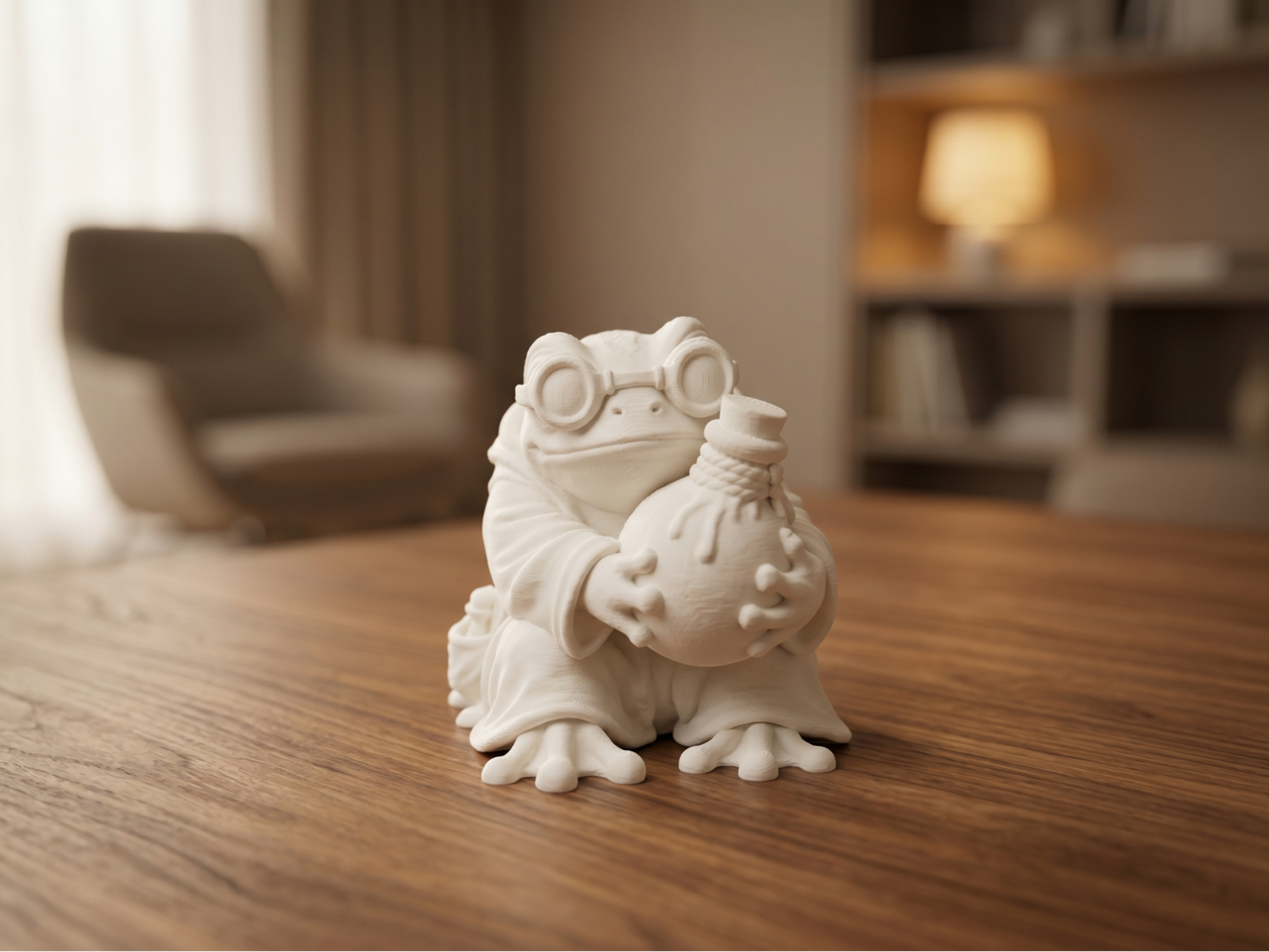 Alchemist Frog Figurine - Fantasy Alchemist Figure