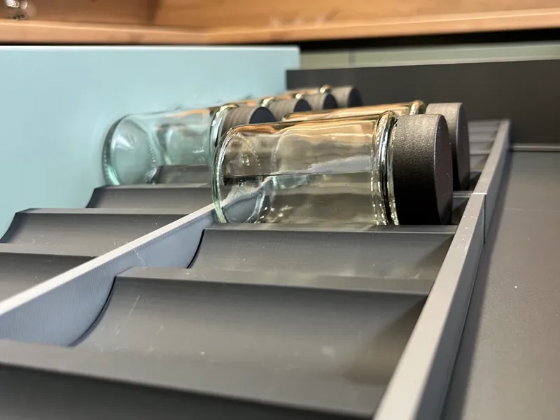 Spice jars in the drawer