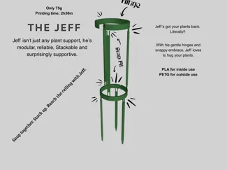 The Jeff, a stackable plant support.