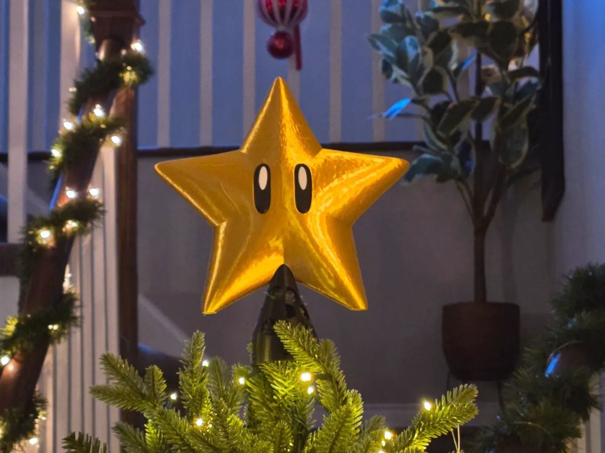 Super Mario Star - Christmas / Holiday Tree Topper by Nyg By Design MakerWorld: Download Free 3D Models - 3D model önizlemesi