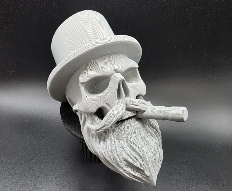 Bearded Top Hat Skull with Cigar -Lay Down Version